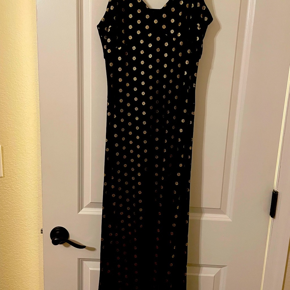 Michael Kors maxi dress. Blue and gold. Beautifully fitted size XL fits 12-14